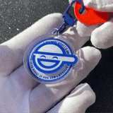 Ghost in the Shell Rotating Laughing Man Acrylic Keychain!