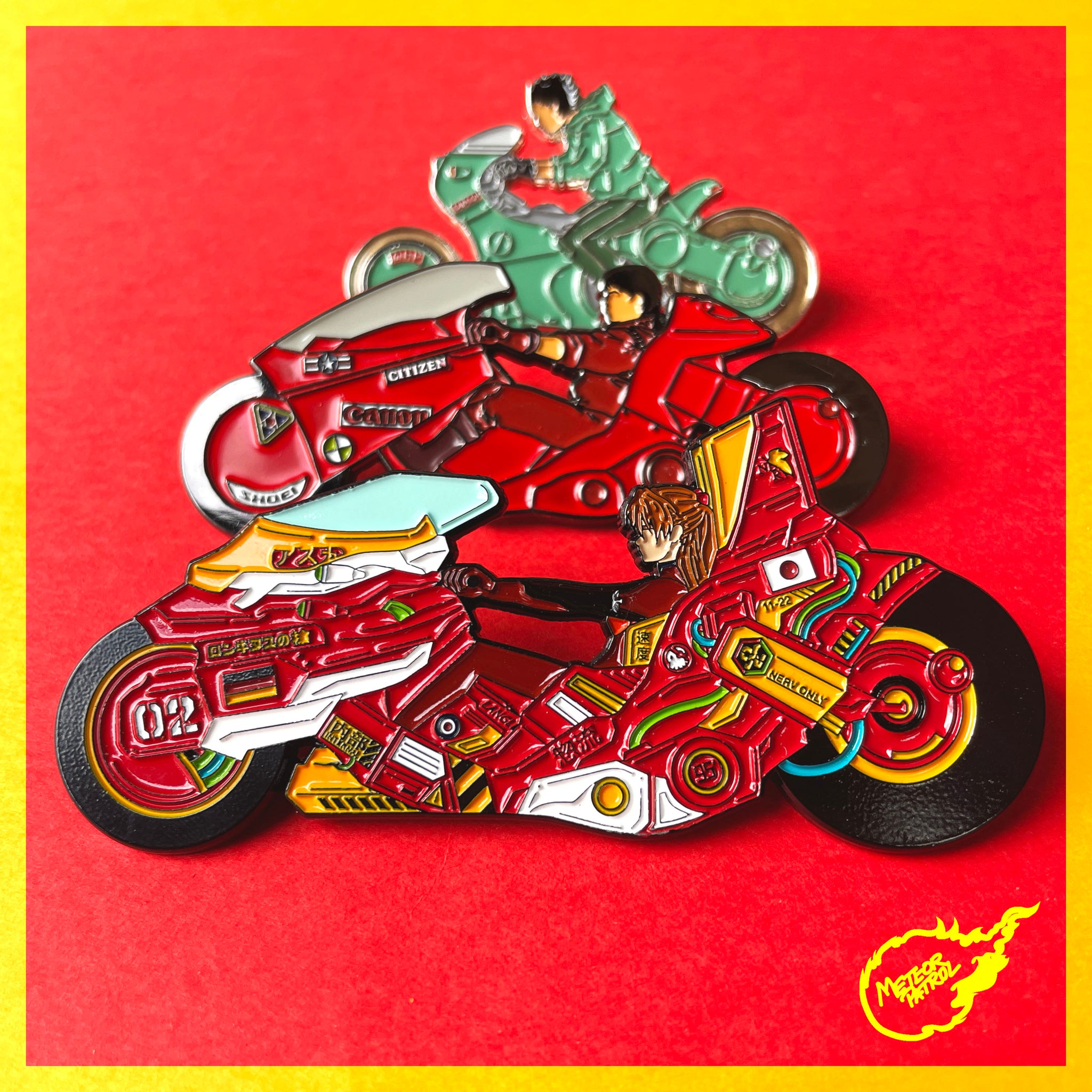 Evangelion x Akira Asukira Bike Enamel Pin – Meteor Patrol