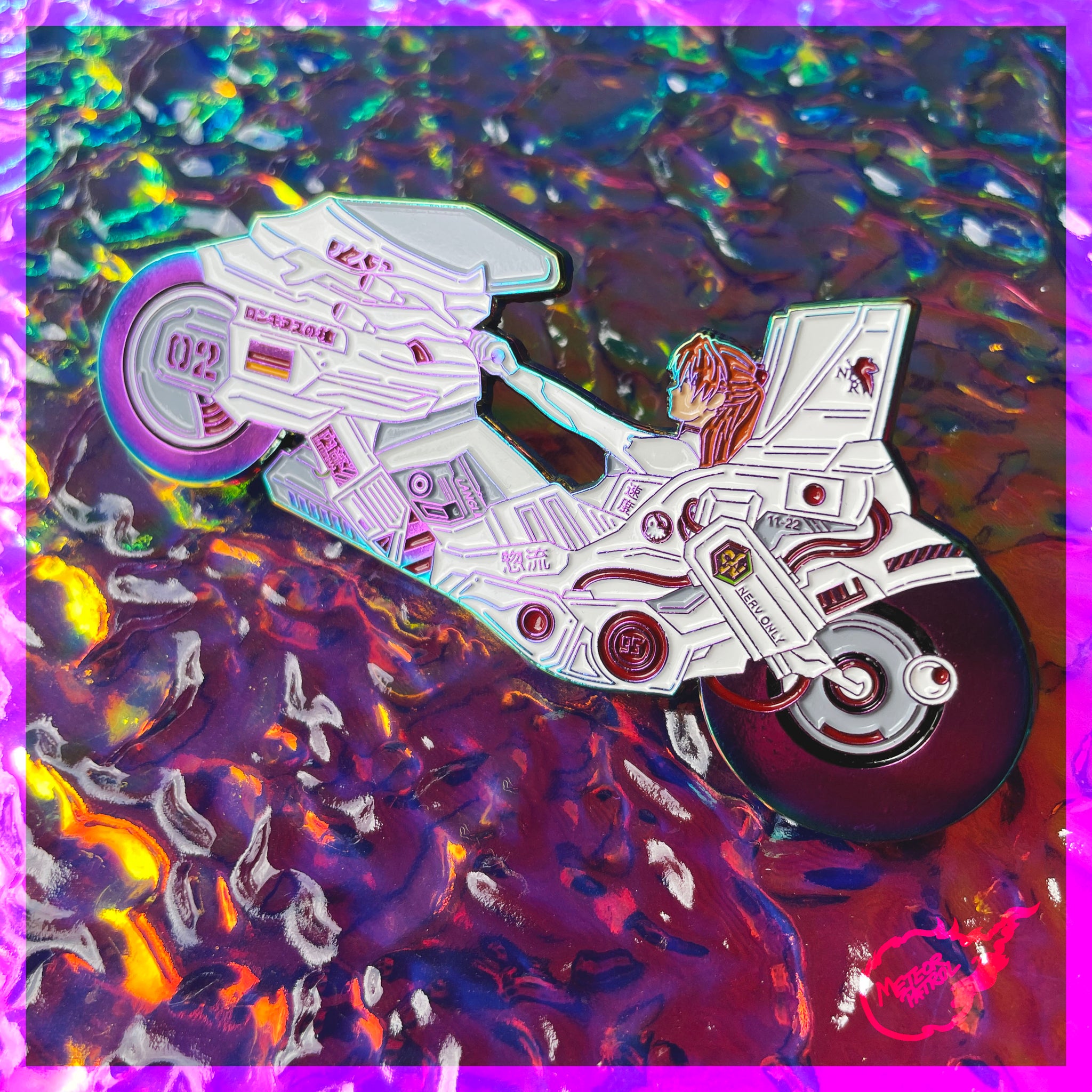 Evangelion x Akira Asukira Bike Enamel Pin – Meteor Patrol