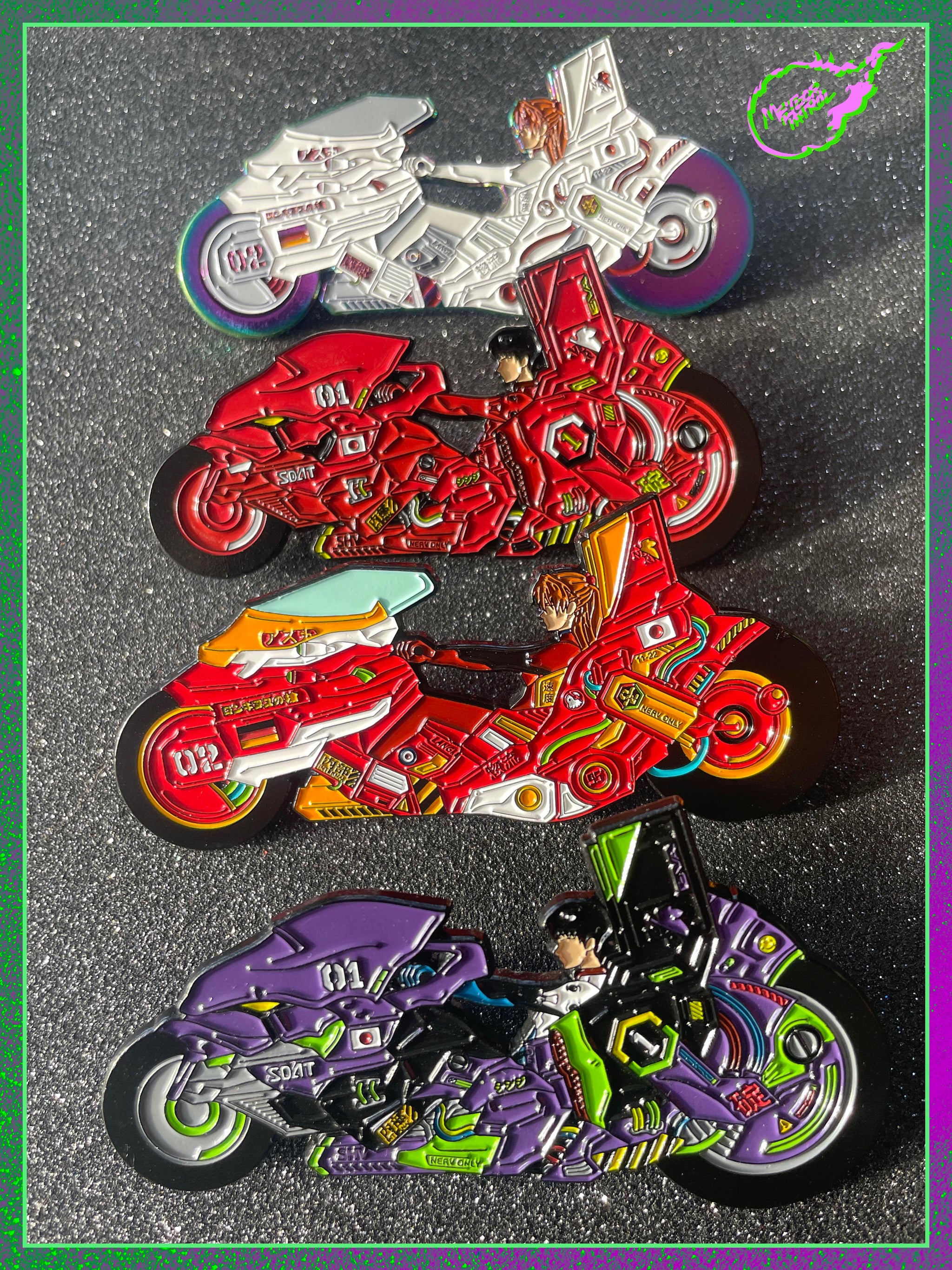 Evangelion x Akira Shinkira Bike Enamel Pin – Meteor Patrol